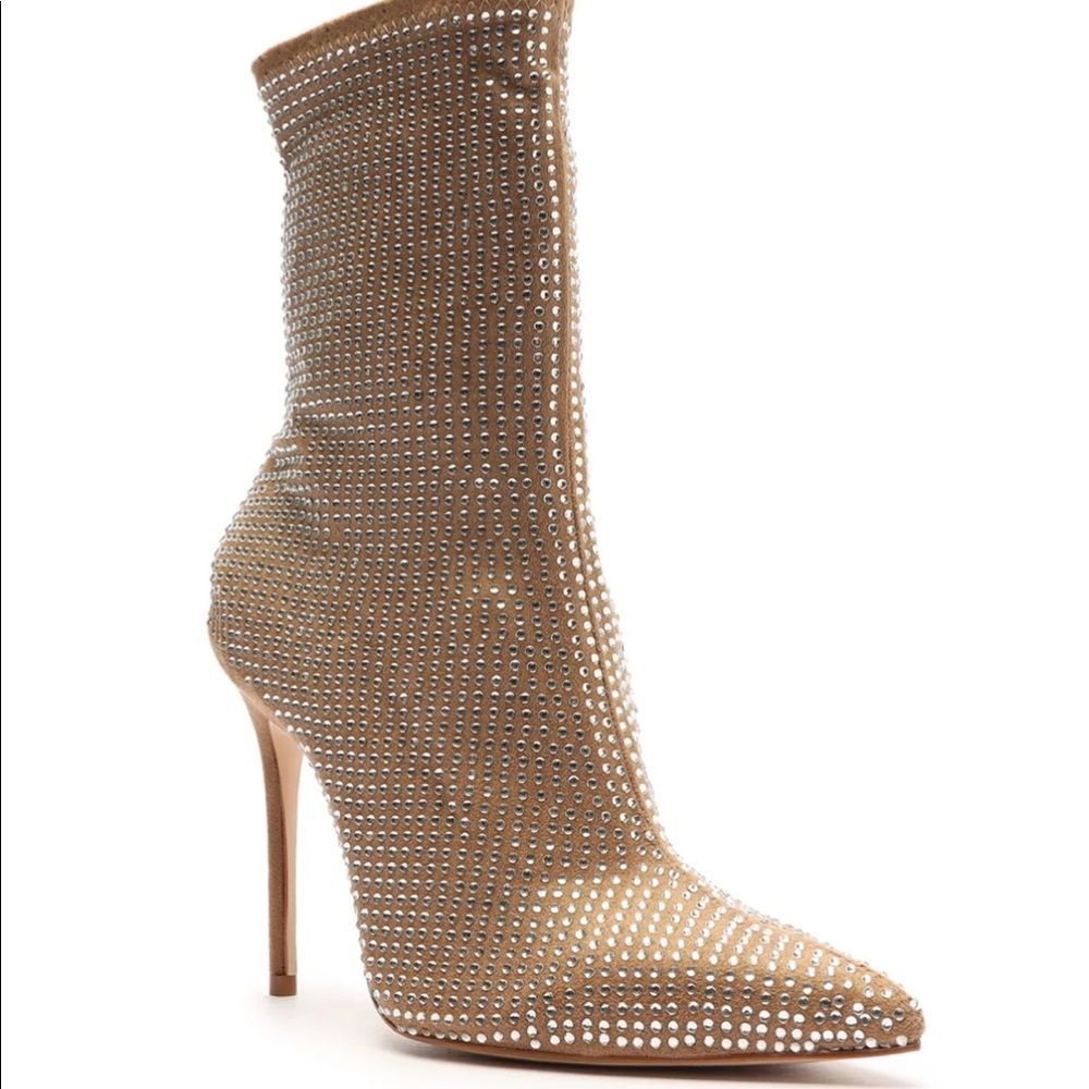 Schutz Sybil Suede and Rhinestone Bootie